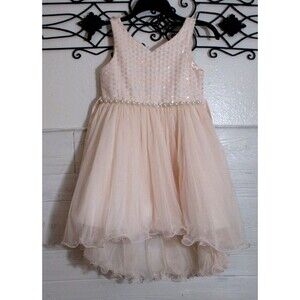 Girls’ American Princess Pink Formal Sleeveless Dress Size 8 Flower Girl Party